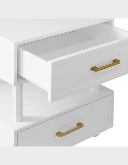 Nikita Double Draw Brass Handle Bedside Table 55cm