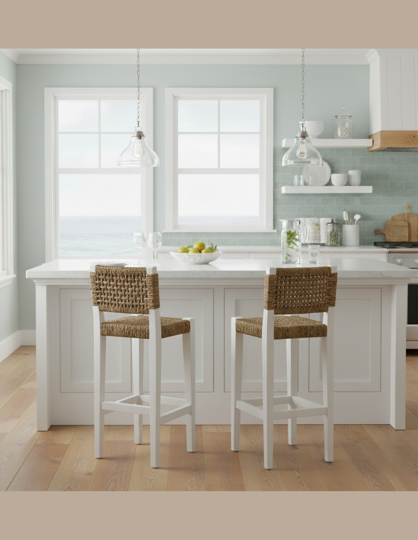 Oliver Coastal Counter Chair w/ Back White