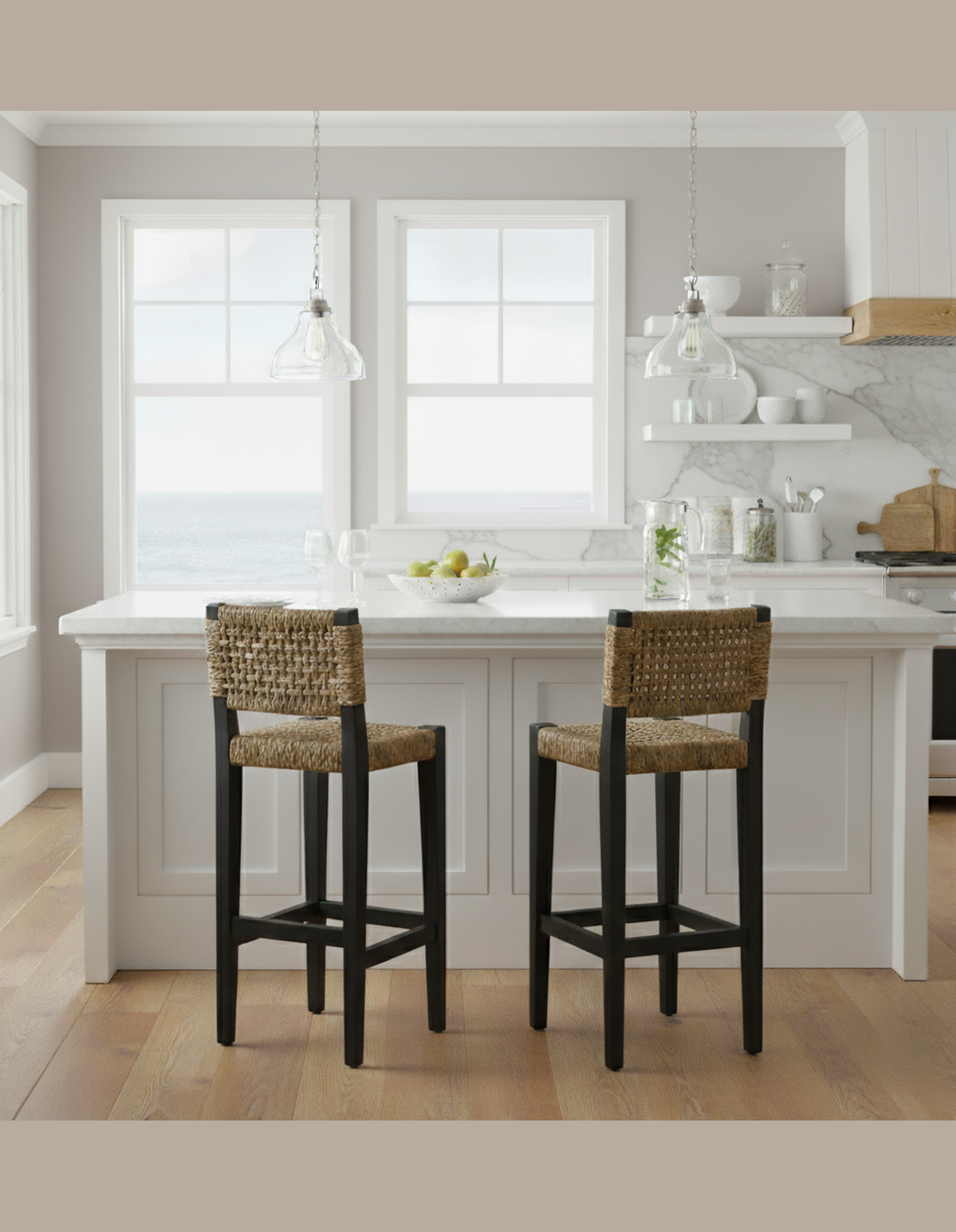 Oliver Coastal Counter Chair w/ Back Black