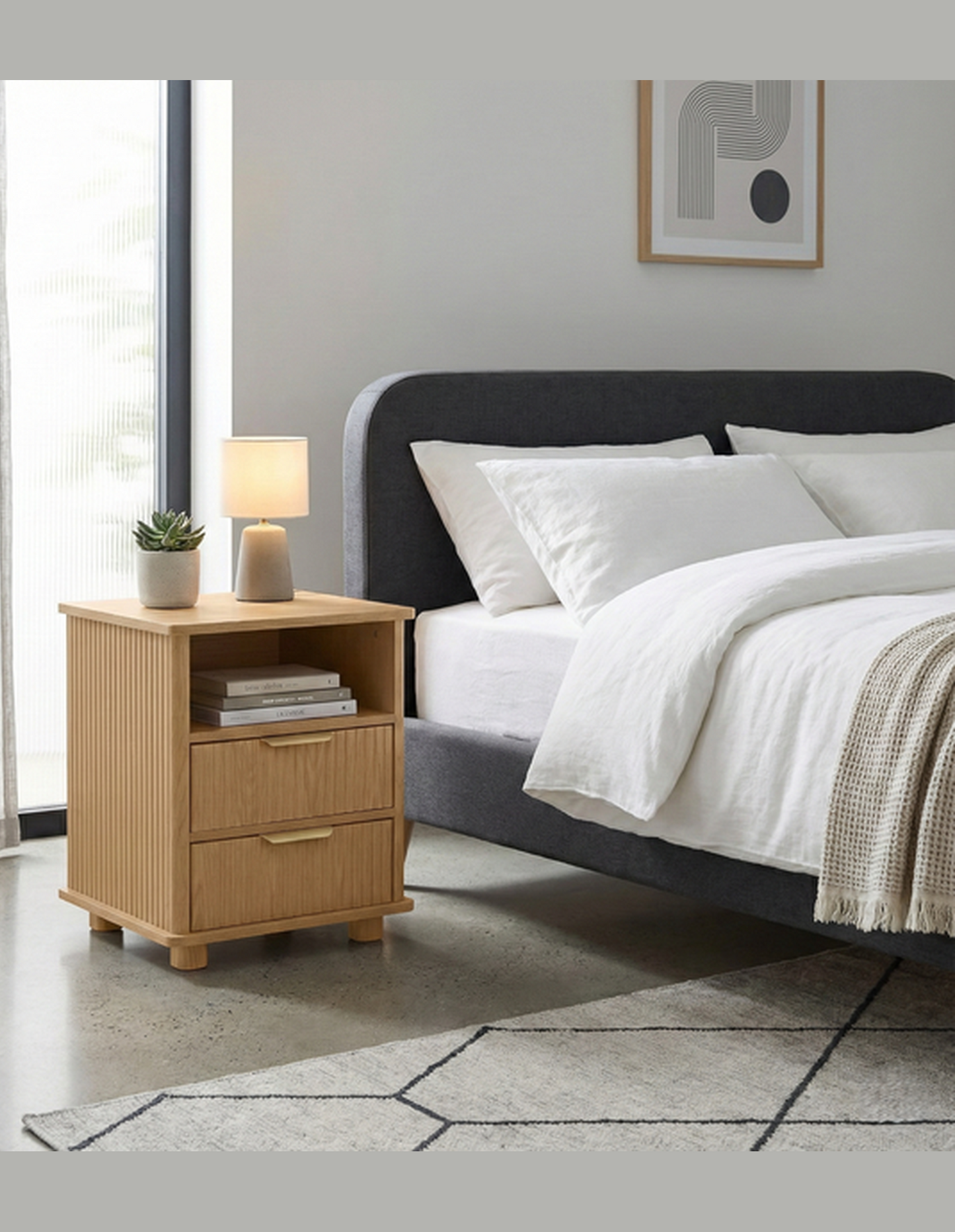 Ingrid Bedside Table 45 x 45 cm Natural