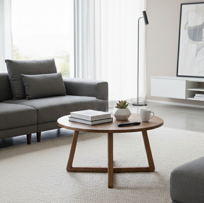 Christopher Round Coffee Table 80 cm Walnut